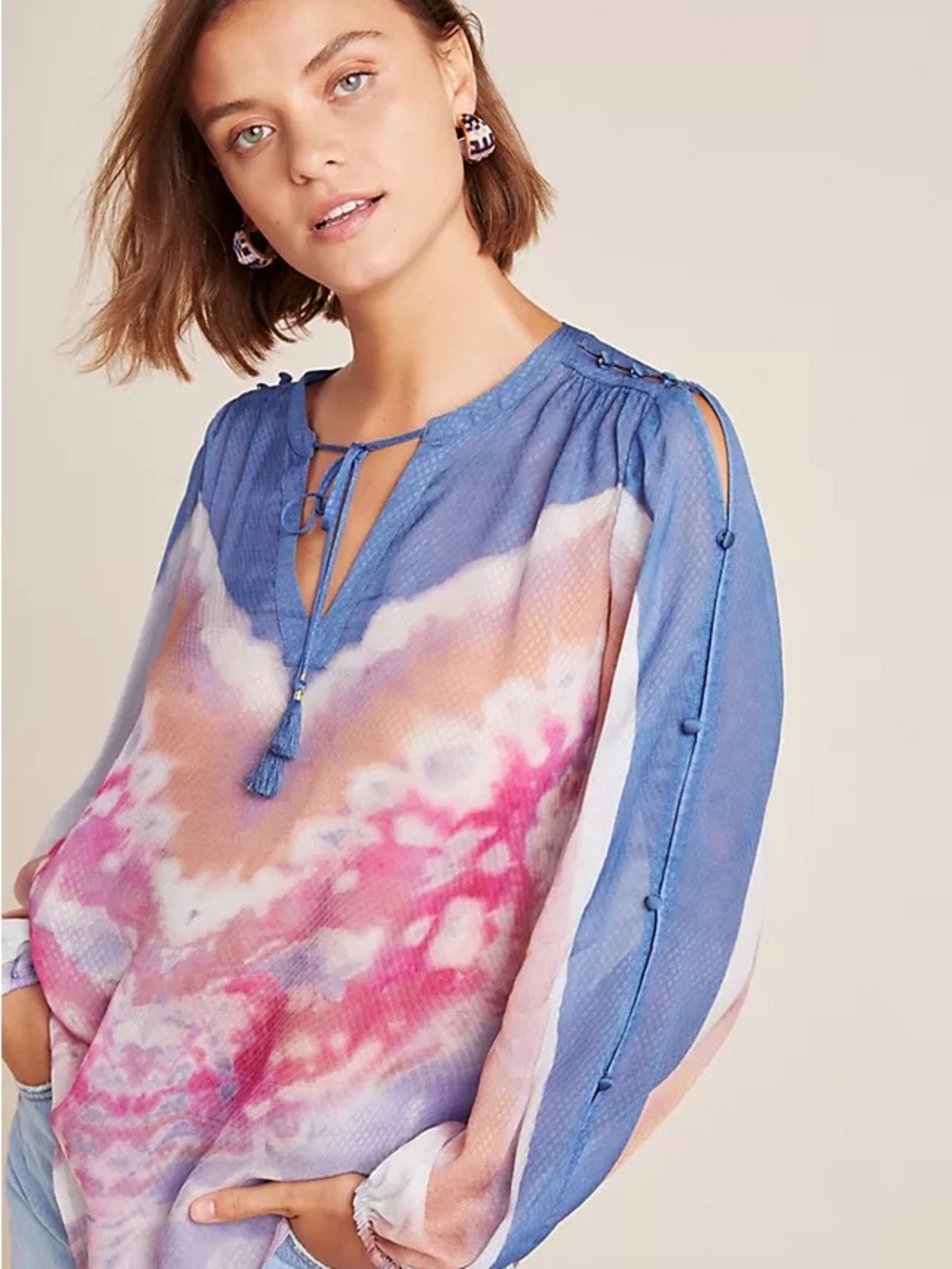 NWT Anthropologie Reed Tie Dye Peasant Blouse